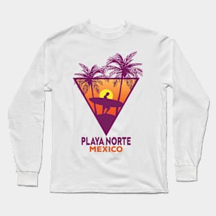 Retro Playa Norte Mexico Long Sleeve T-Shirt